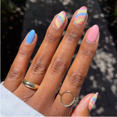 Pastel Tie-Dye Nails